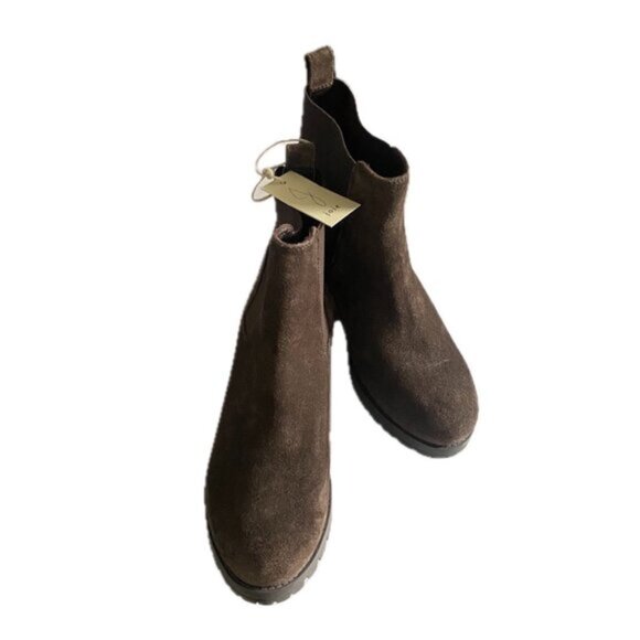 Joie Women's Chelsea Ankle Boots Brown Suede Lug Sole Pull-On Size 8 Booties NEW - Picture 5 of 14